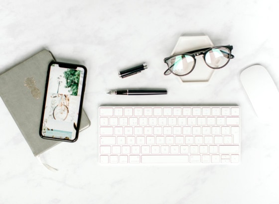 keyboard mouse glasses quote notebook work computer office phone
