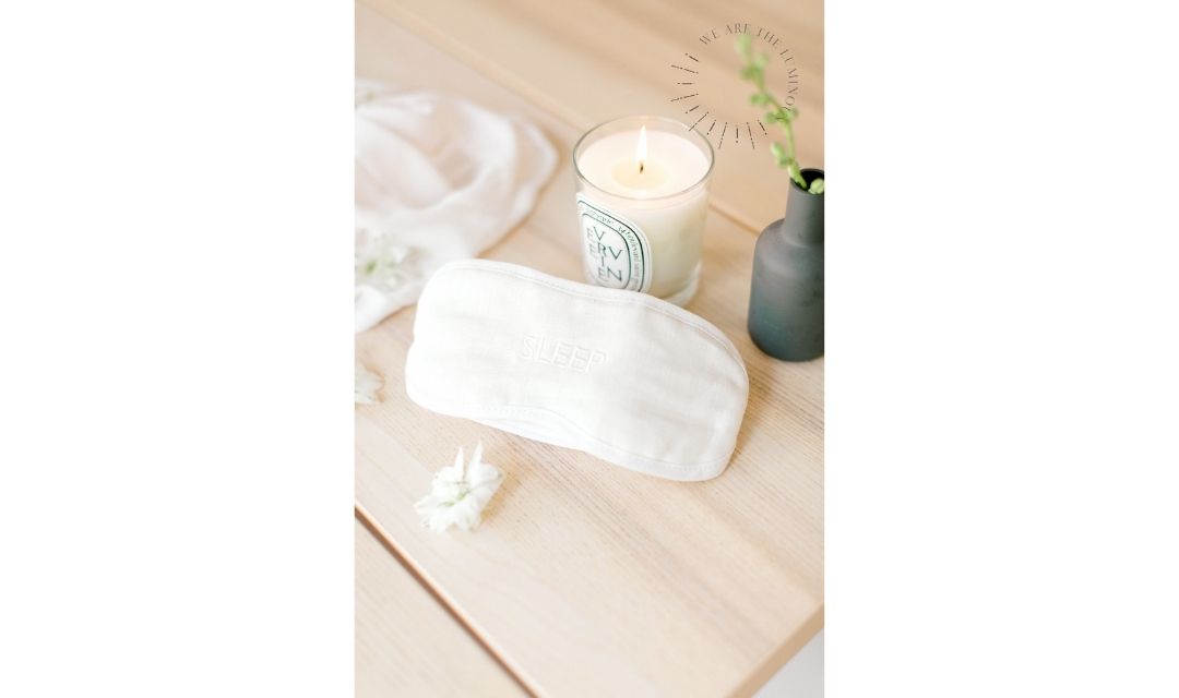 sleep mask and scented candle