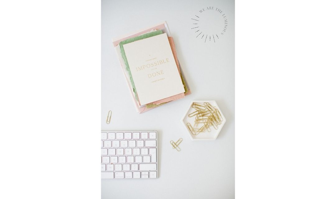gold and pink stationery