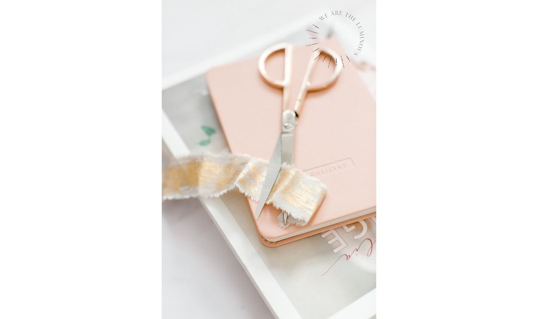peach ribbon and scissors
