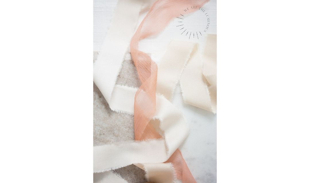 peach silk ribbons stock photography