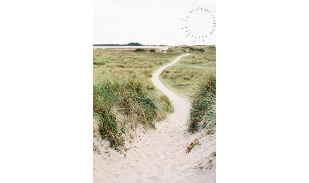 path through sand dunes stock photo