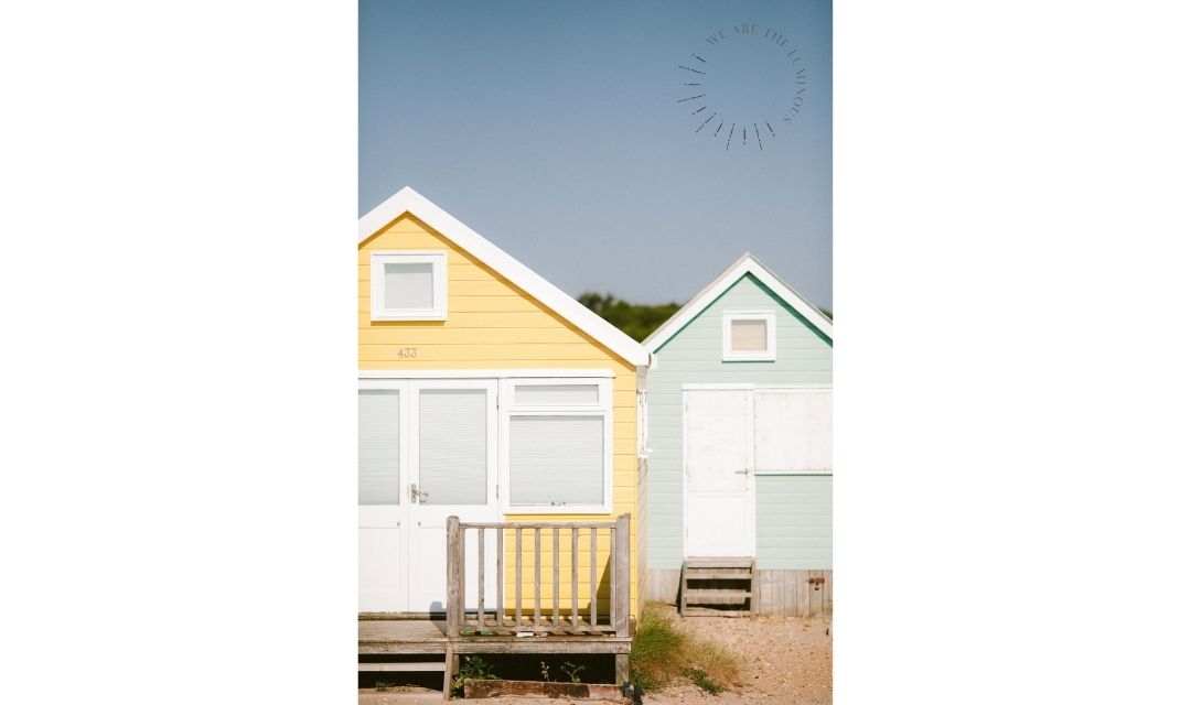 beach huts stock photos