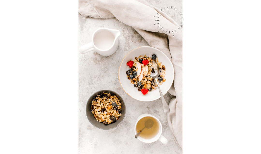 granola and fruit stock image