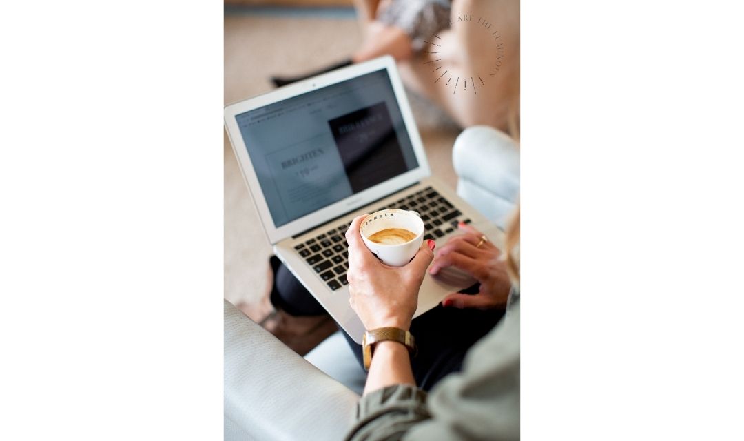 woman on laptop stock image