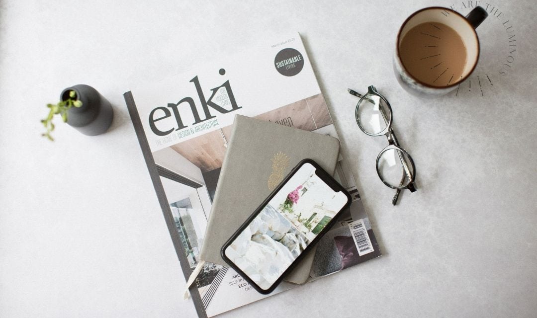 glasses and phone flat lay