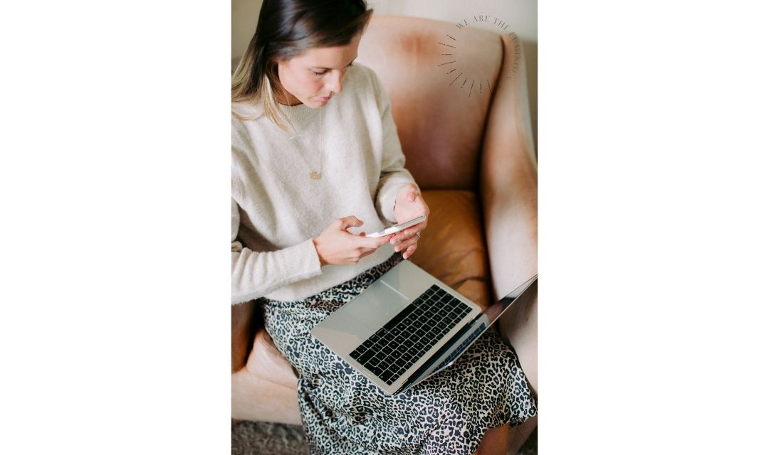 woman on laptop stock image