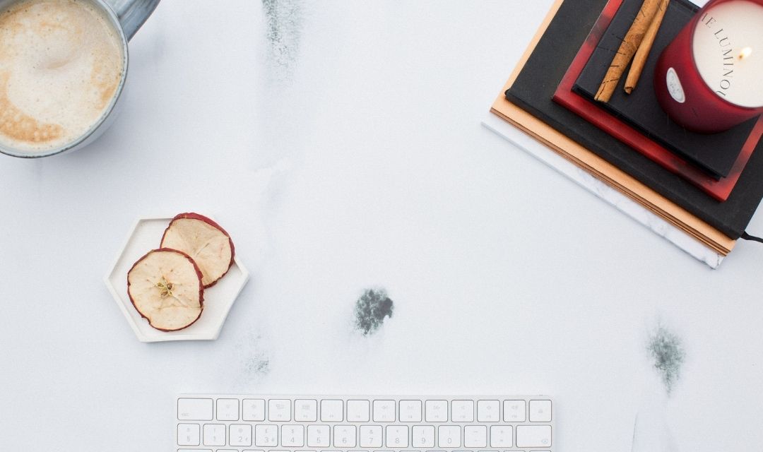 festive office flat lay
