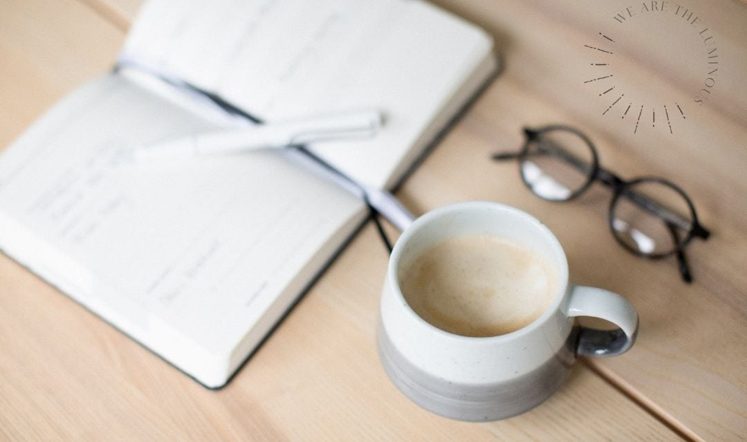 coffee and notebook stock photo