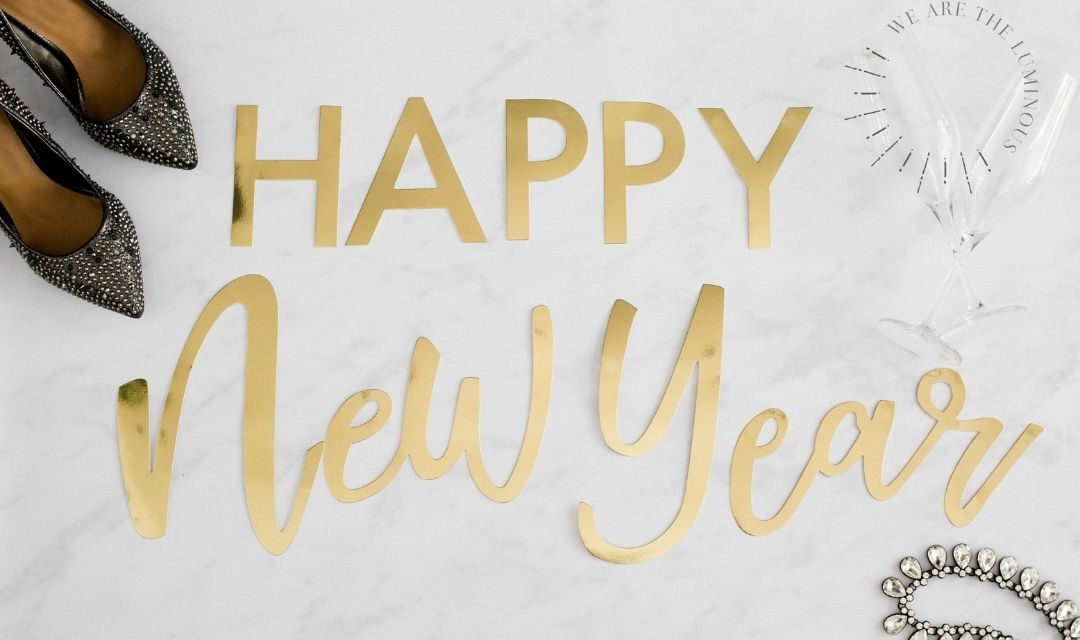 happy new year gold sign
