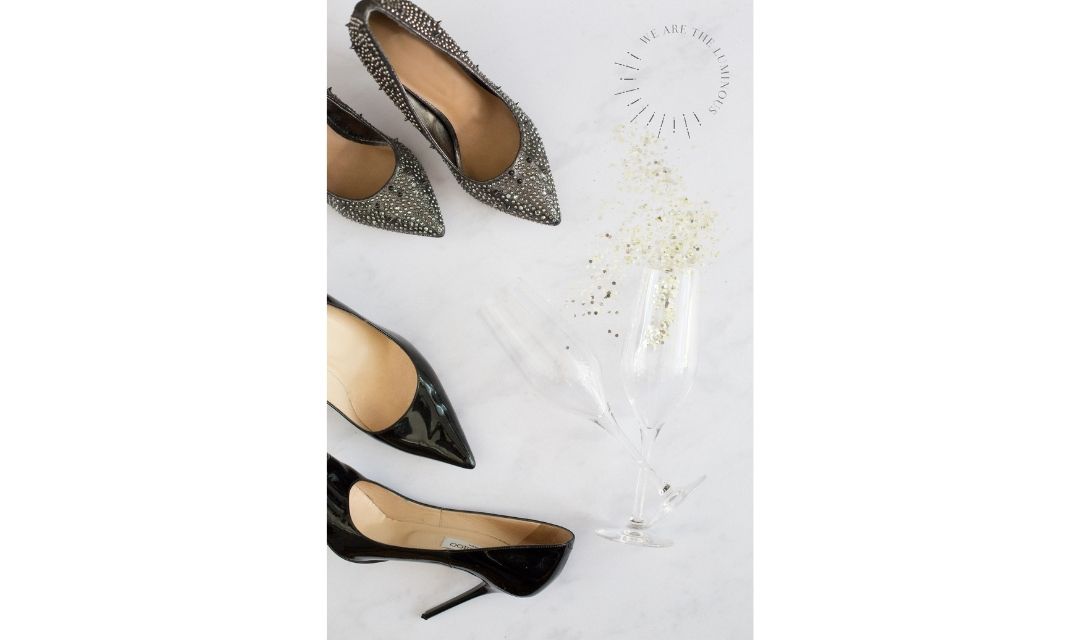 champagne glasses and high heels
