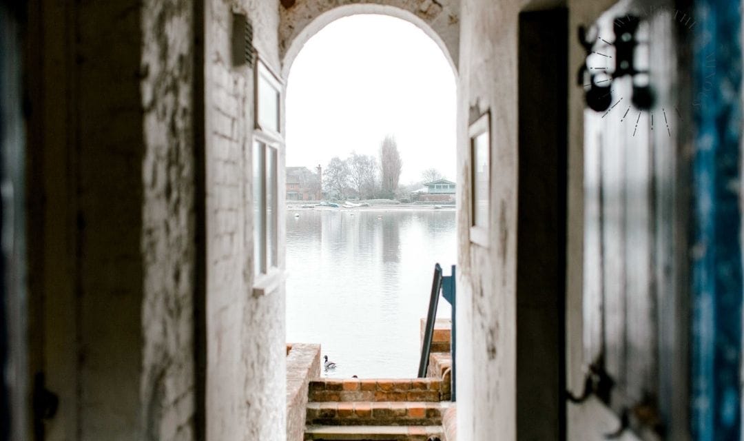 harbour viewed through a doorwar